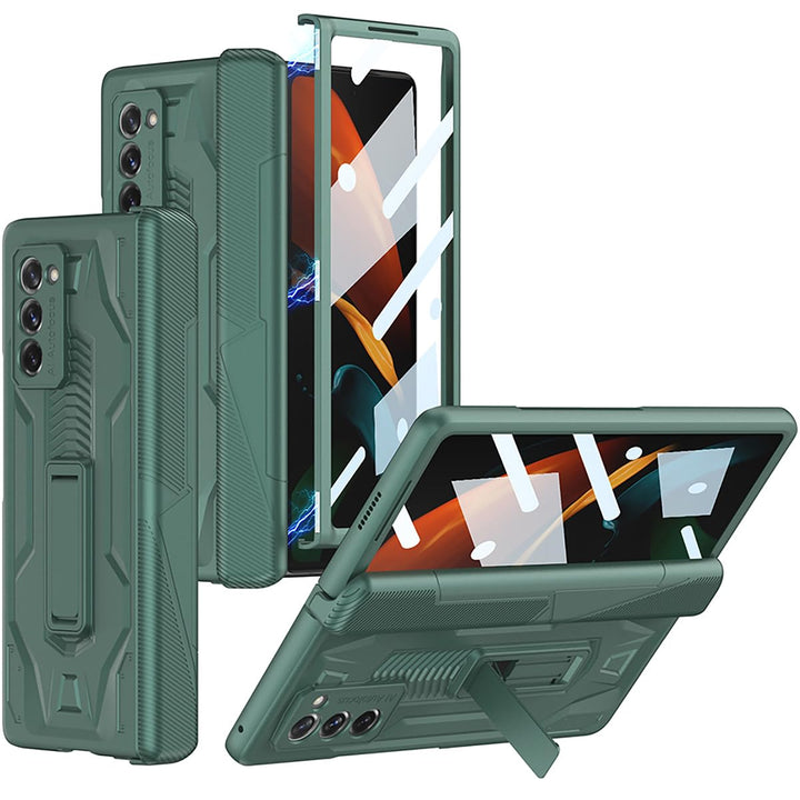 Miimall Schutzhülle Kompatibel mit Samsung Galaxy Z Fold 2 Hülle mit Ständer, Robust PC Handyhülle m