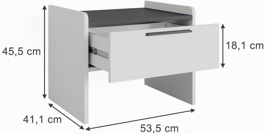 Vicco Esszimmerbank Roman, Weiss/Anthrazit, 53.5 x 41.1 cm mit 1 Schublade Weiss Hocker mit 1 Schubl