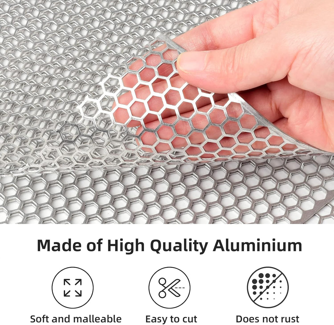 AggAuto 3pcs 33×33cm Silber Renngitter, 6×1mm Wabe Racegitter, Aluminiumlegierung Streckgitter, univ