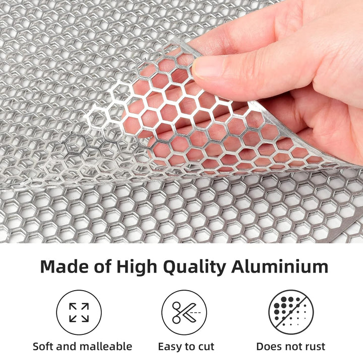 AggAuto 3pcs 33×33cm Silber Renngitter, 6×1mm Wabe Racegitter, Aluminiumlegierung Streckgitter, univ