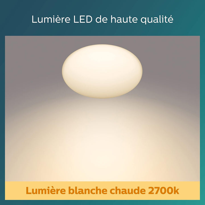 Philips LED Shan Deckenleuchte mit integriertem Bewegungssensor, 12W, Weiss warmweisses Licht (2700K