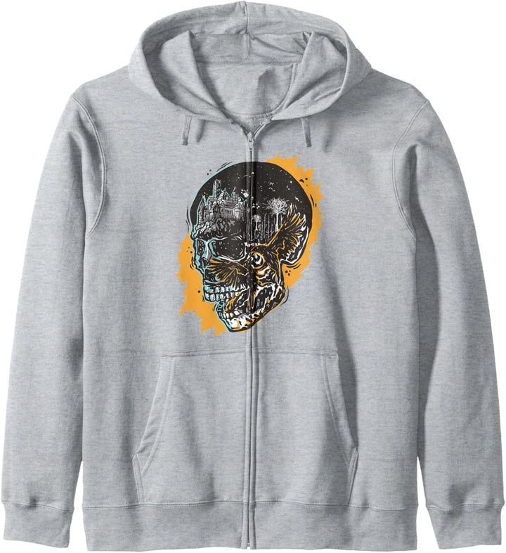 Rabe auf Totenkopf Kapuzenjacke