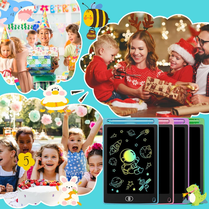LCD Schreibtafel 12er Set, Zaubertafel Kinder, Maltafel für Jungen Mädchen ab 3 Jahre, Löschbare Zei