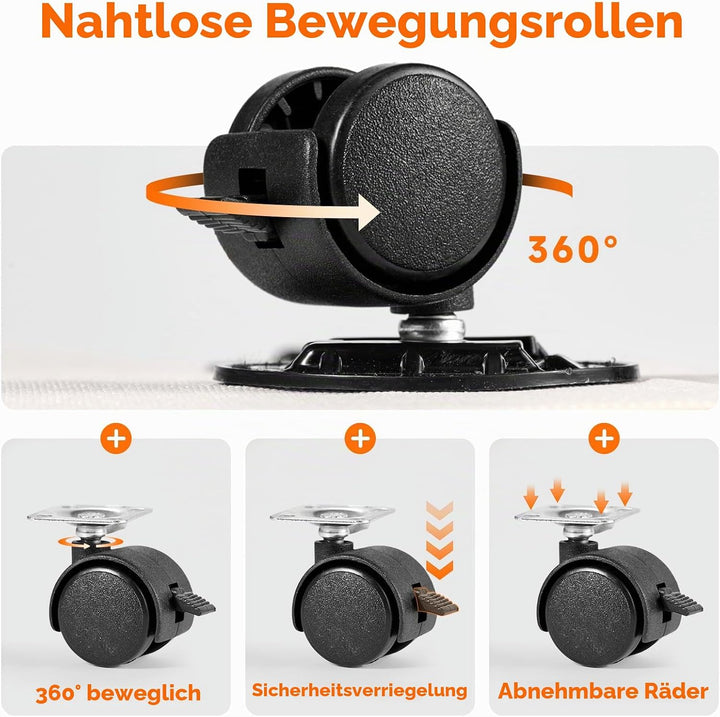 2er-Set Grosse Unterbett-Aufbewahrung mit Rädern, 60 Liter Volumen - 26,5 cm Höhe (10,5 Zoll) - Grau