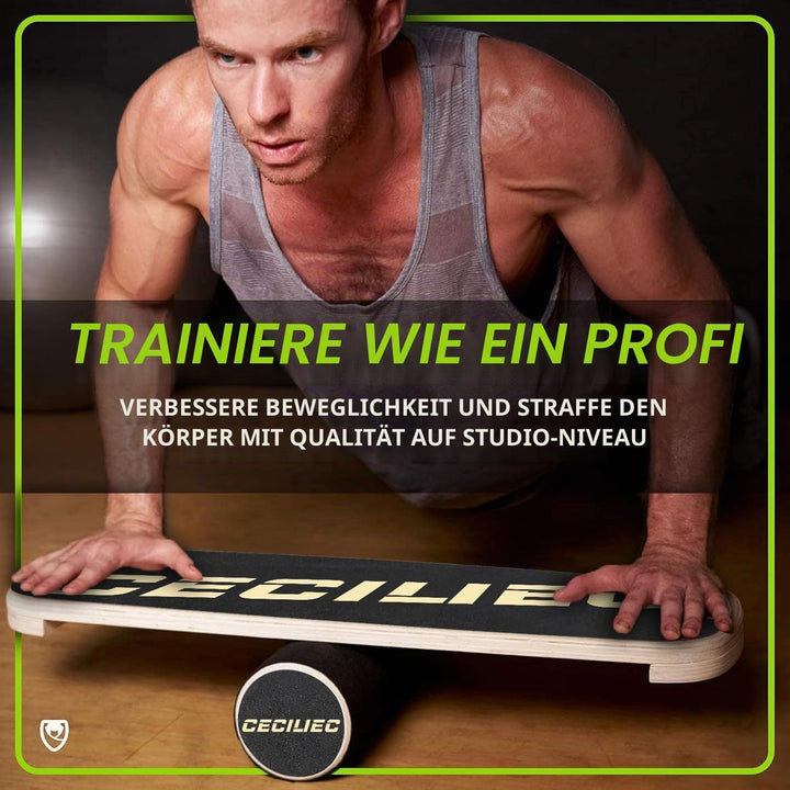 Balance Board Trainer, Holz Balance Board mit Rolle, Rollbrett für Übungen, athletisches Training un
