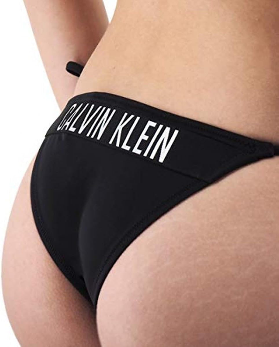 Calvin Klein Damen String Side Tie Cheeky Bikini String-Seitenschnürung L Schwarz (Pvh Black), L Sch