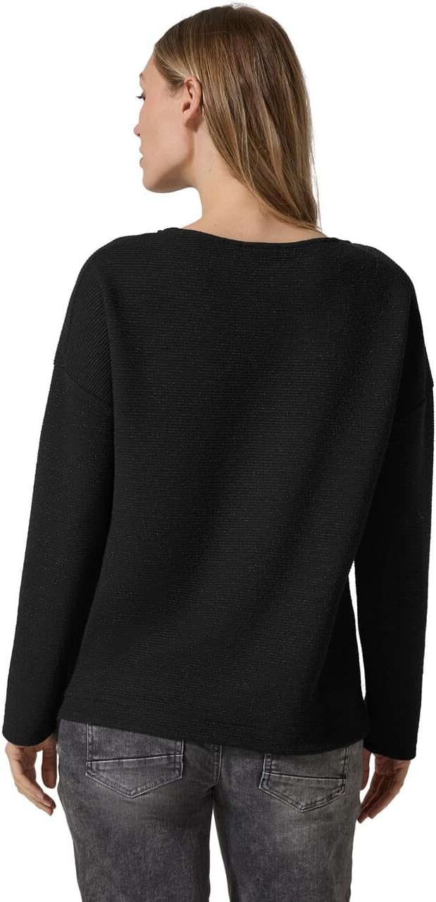 Cecil Damen Rippstrick Pullover XS Schwarz, XS Schwarz