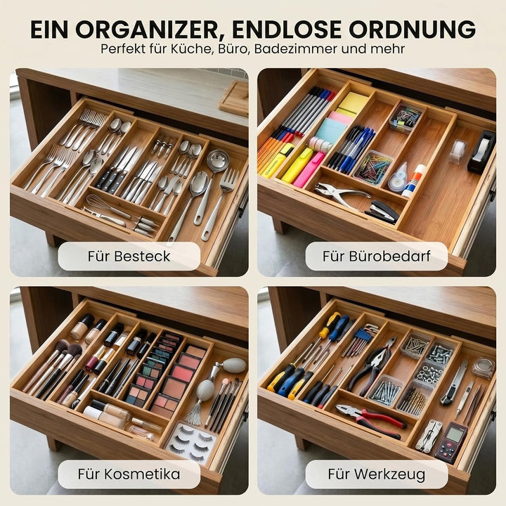 Dimono® Besteckkasten für Schublade 45,5cm ausziehbarer Besteckeinsatz Ausziehbar Bis 45,5 Cm, Auszi