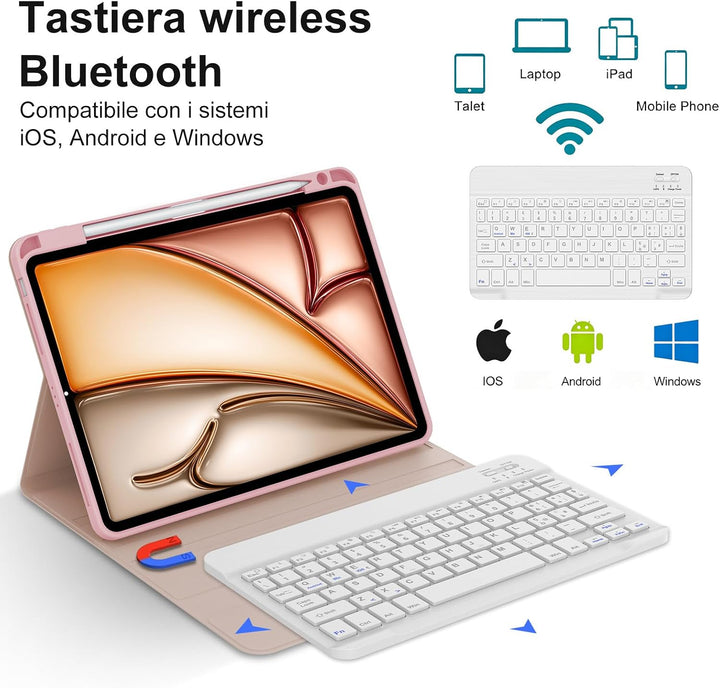 FOGARI Für iPad Air 11/5/4. Generation und iPad Pro 11 Tastaturabdeckung | Abnehmbare Bluetooth-Tast