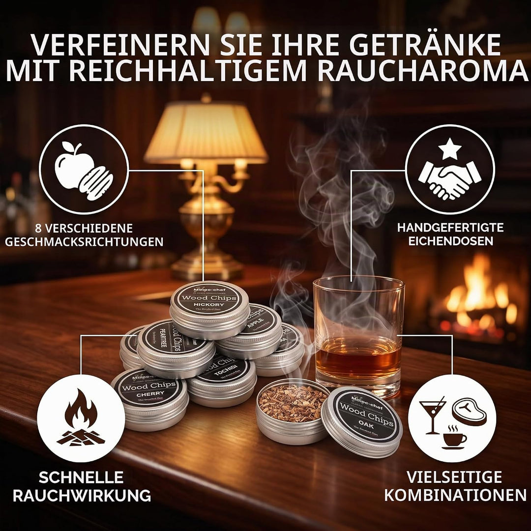 VGEBY Smoking Wood Chips, 8PCS Whiskey Wood Smoking Chip Cocktail Smoker Kit Smoker Chips für Geräuc