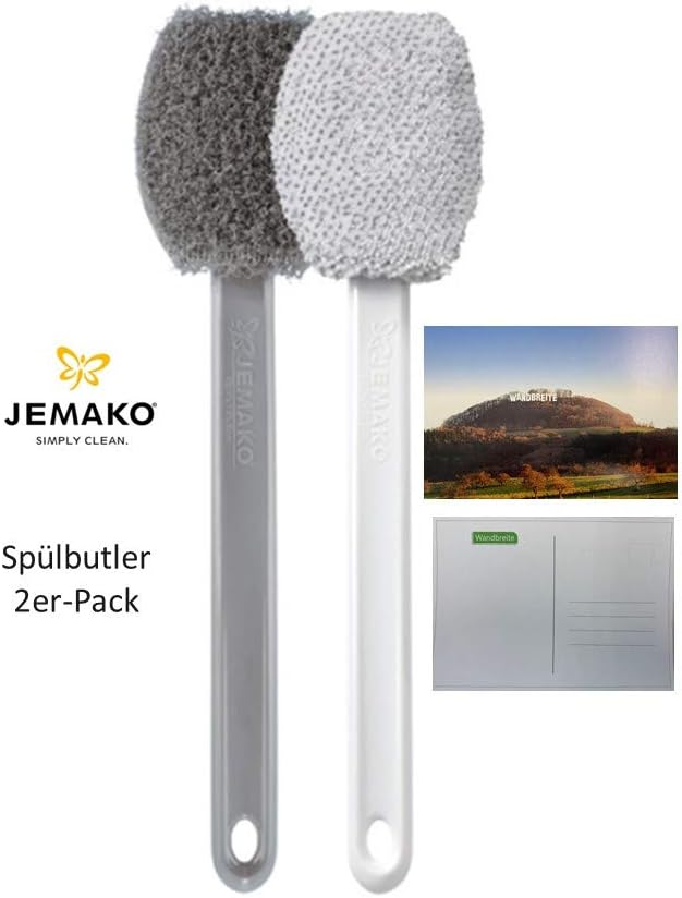 Jemako Spülbutler Set hart & weich 2er-VE grau weiche und Harte Faser Spülbürste Abwaschbürste