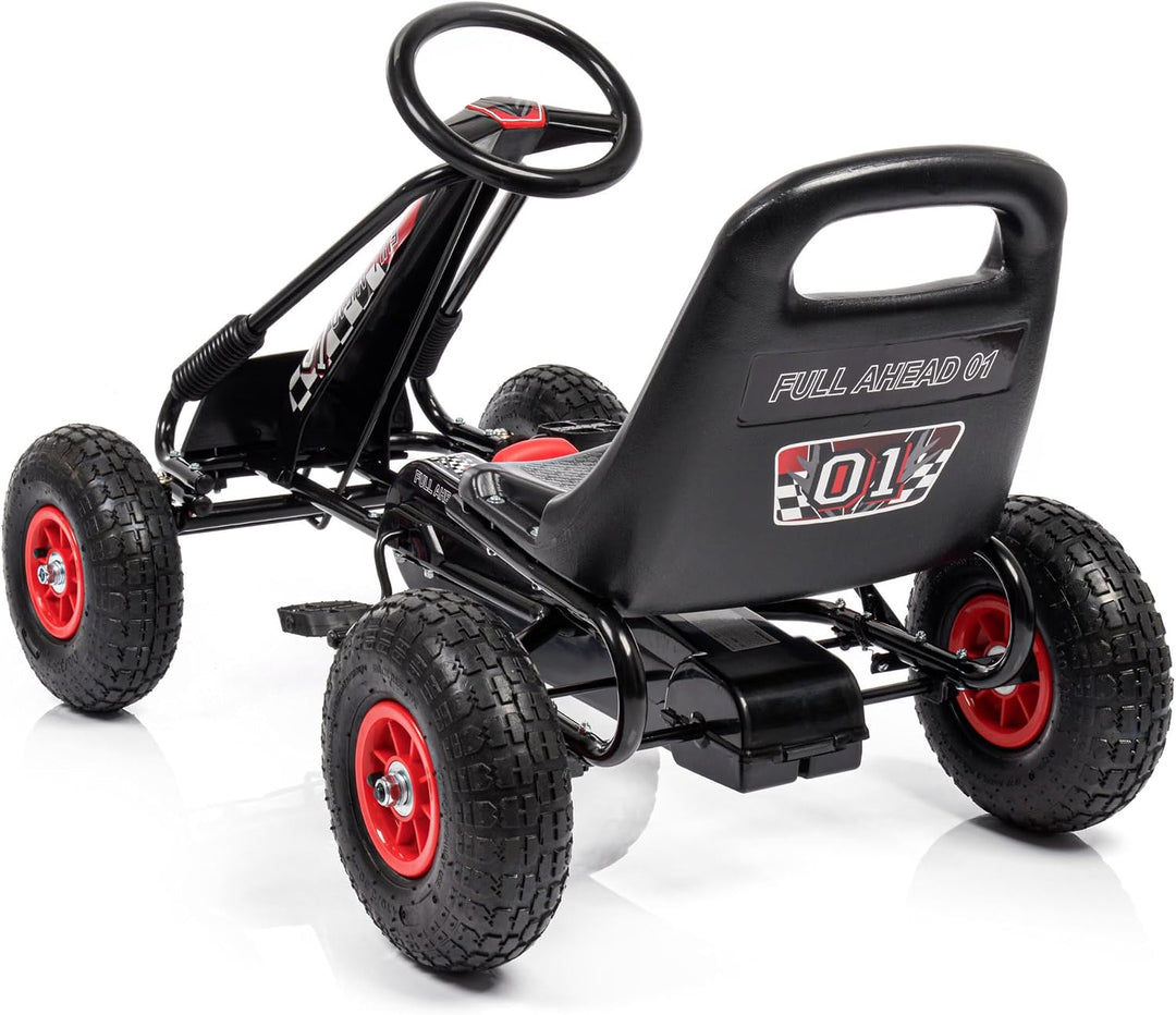 meteor Gokart Kinder mit Pedalen Tretfahrzeug mit Handbremse Luftreifen verstellbarem Sitz Kettenant