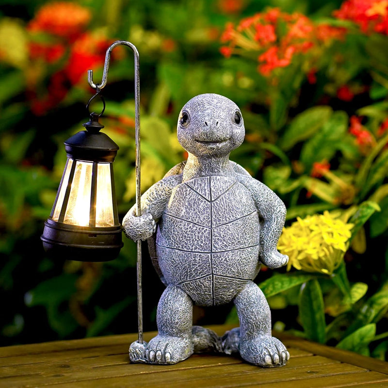 Yeomoo Schildkröte Gartenfiguren mit Solarlampen Gartendeko für Draussen - Schildkröt Deko Garten Zi