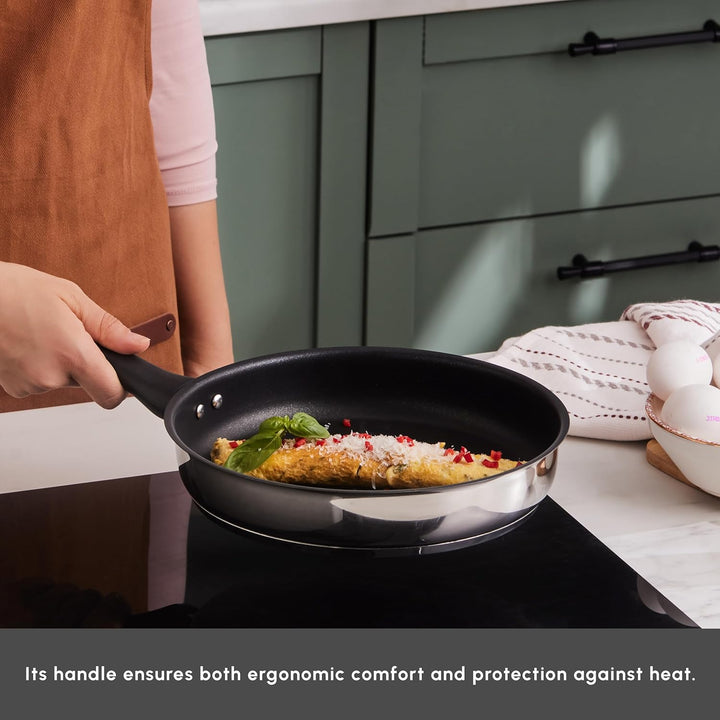 Karaca Gastro Pfanne, 24 cm - Hochwertige Pfanne aus rostfreiem Stahl 304 mit 2,1 Liter Fassungsverm