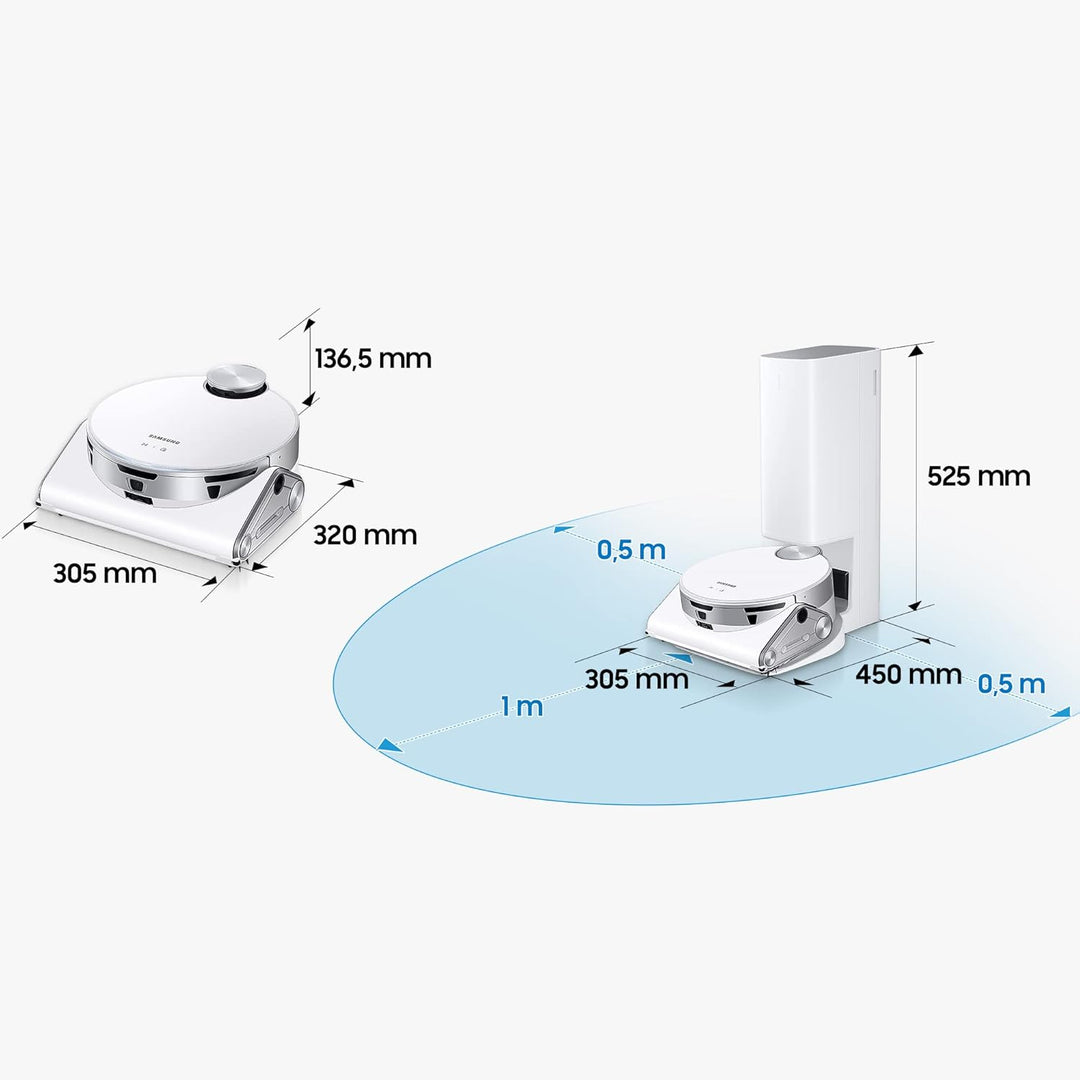Samsung Jet Bot AI+ VR50T95735W/WA Saugroboter, 30 W Saugleistung, 0,2 ℓ, Clean Station, KI-Objekter