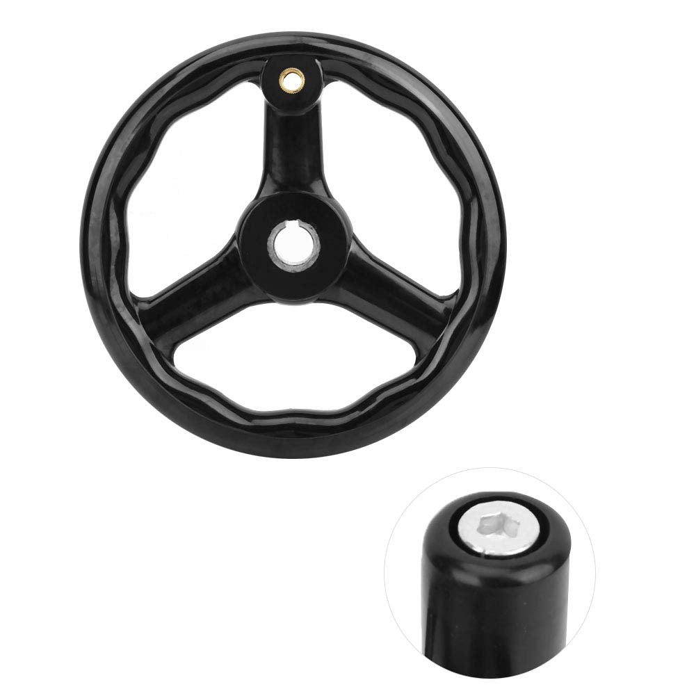 200 * 18mm Handrad Schwarz Pulverbeschichtet 3 Speichen Bakelit Handrad mit Handkurbel für Fräsmasch