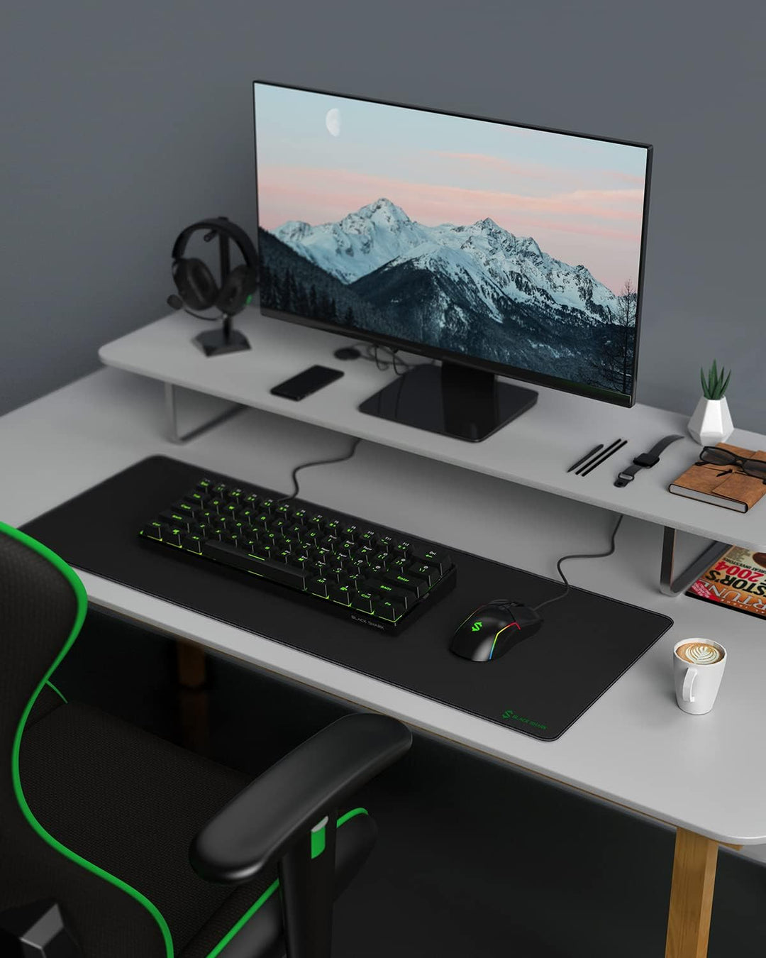 Black Shark Gaming Mauspad Schreibtischunterlage 800x300x4 mm mit Mikrofaser Oberfläche Verbessert G