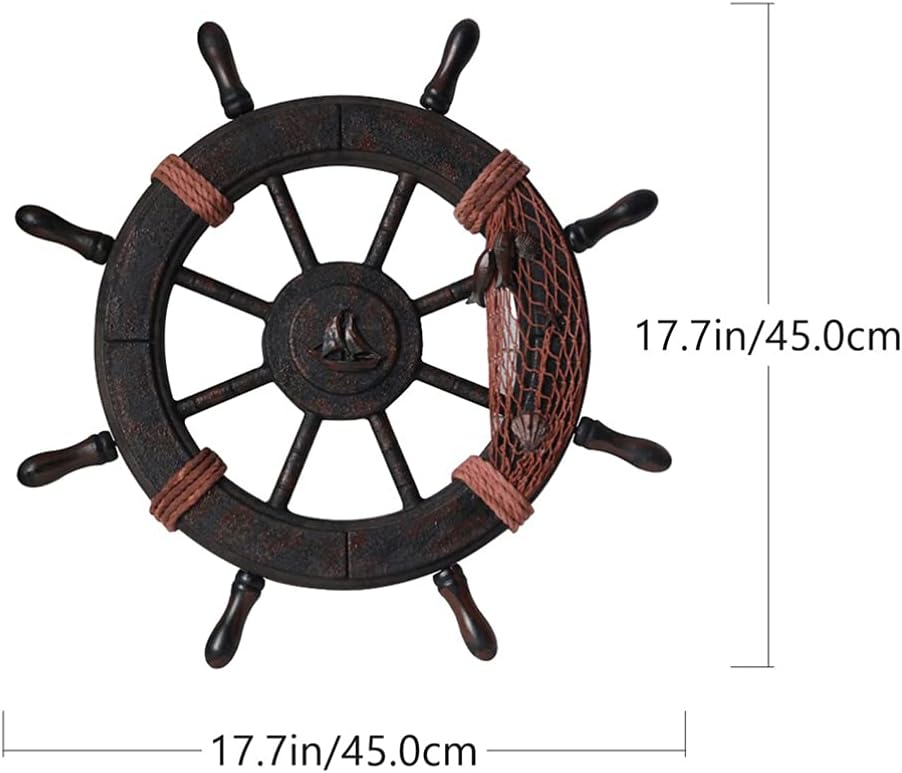 BESPORTBLE Holz Schiff Steuerrad Schiffsruder Nautical Wanddeko Vintage Türschild Mediterrane Anhäng