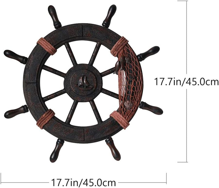 BESPORTBLE Holz Schiff Steuerrad Schiffsruder Nautical Wanddeko Vintage Türschild Mediterrane Anhäng
