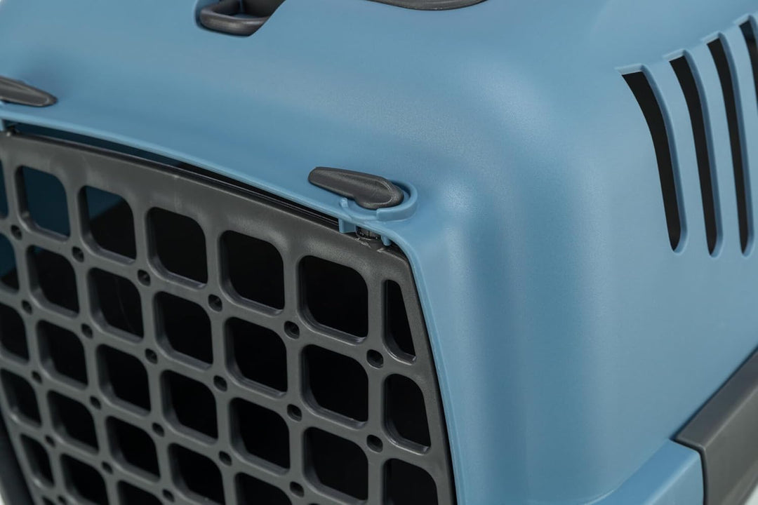 TRIXIE Transportbox Capri 2 – XS-S: 34 × 31 × 55 cm, grau/blau, Transportbox für Hunde bis 8 kg – Tr