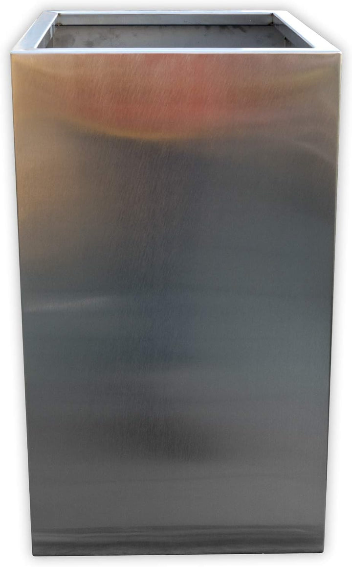 Köhko® Designer-Pflanzkübel aus Edelstahl Viva 45x45x80 cm | matt gebürsteter Blumengefäss eckig &amp; g