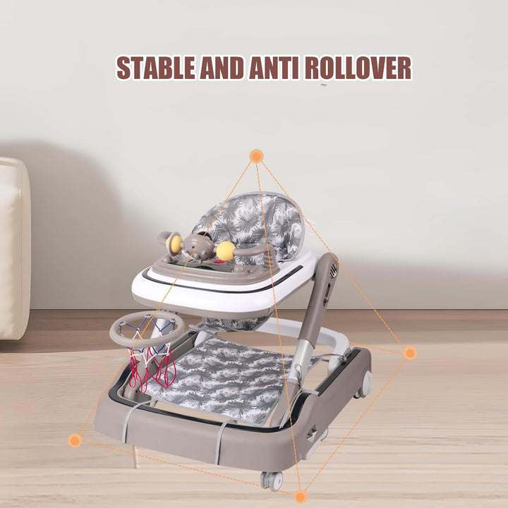 Lauflernhilfe für Babys mit Spielset und Bodenmatte, robust, faltbar, mit 5 verstellbaren Positionen