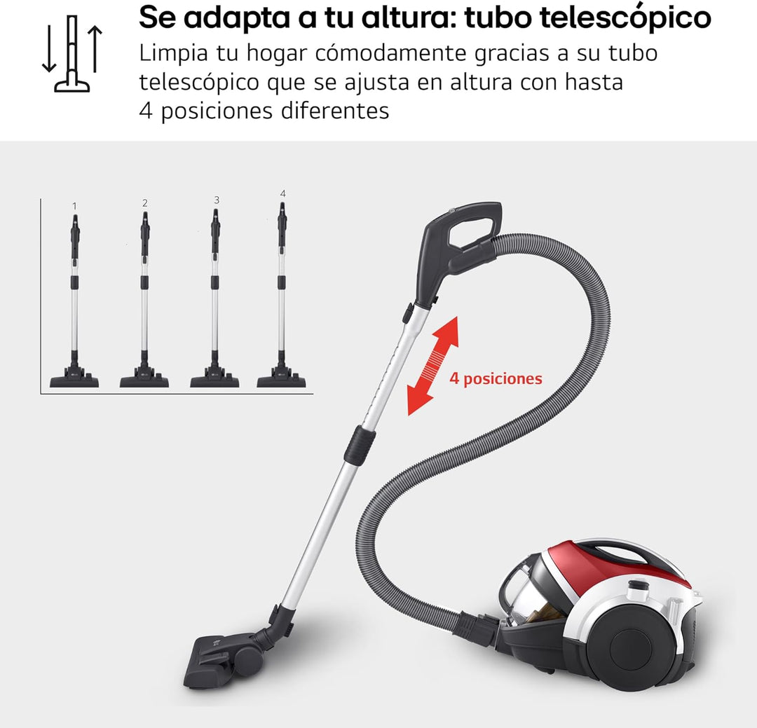 LG VK8506NHAG Beutelloser Staubsauger, 650 W, Kompressor-System, Turbo-Zyklon-System, Teleskop-Staub