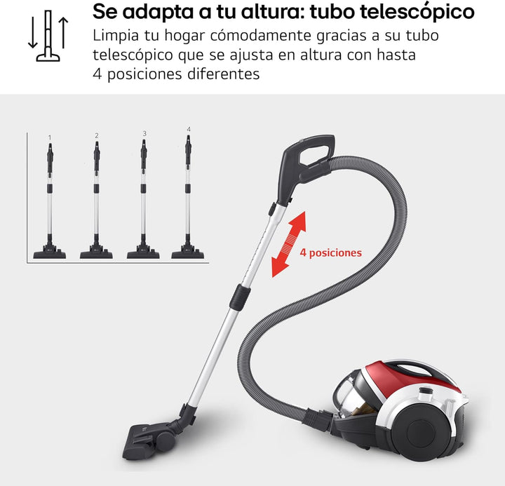 LG VK8506NHAG Beutelloser Staubsauger, 650 W, Kompressor-System, Turbo-Zyklon-System, Teleskop-Staub