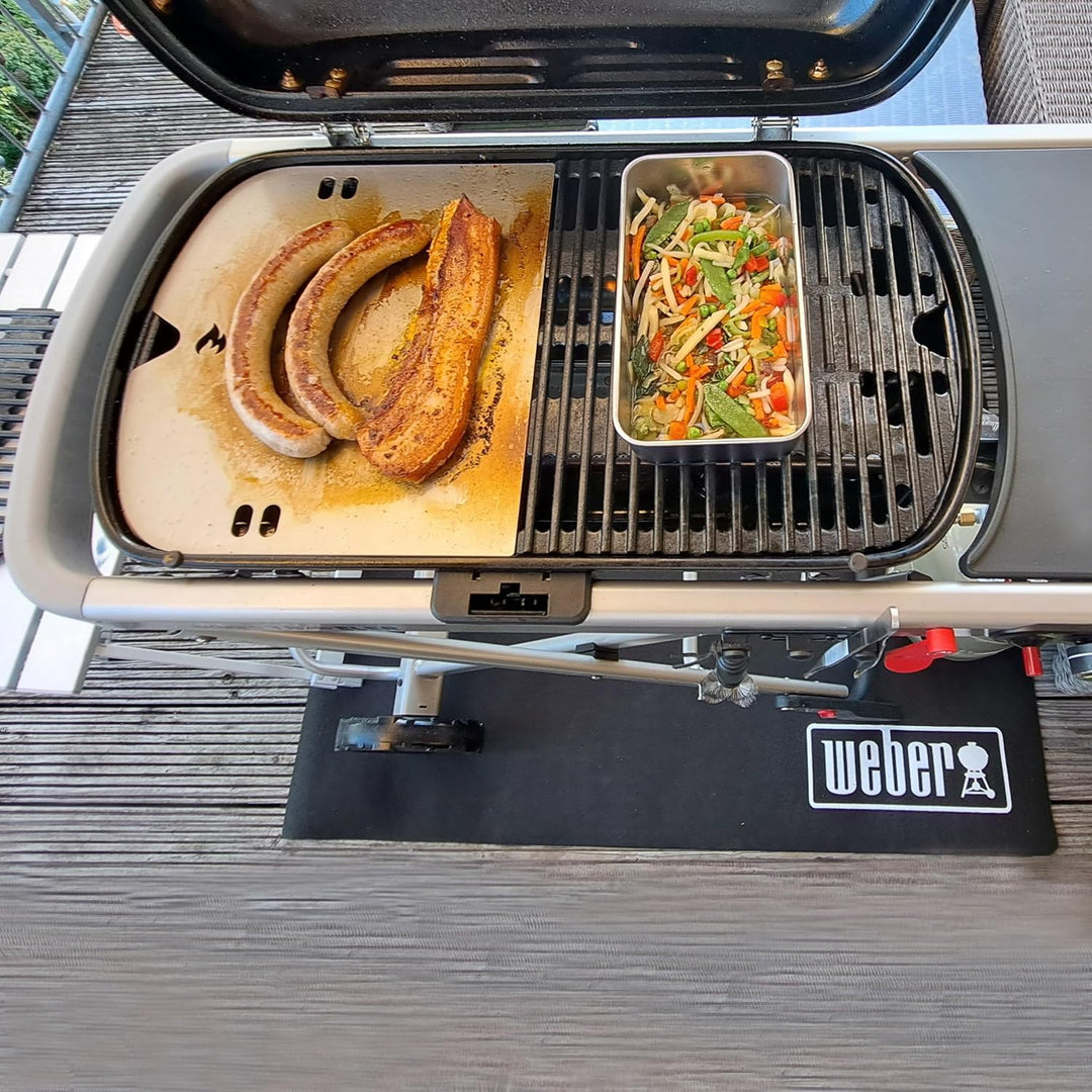 Grillrost.com Das Original Edelstahl Grillplatte | Plancha passend für Weber Traveler - ersetzt eine