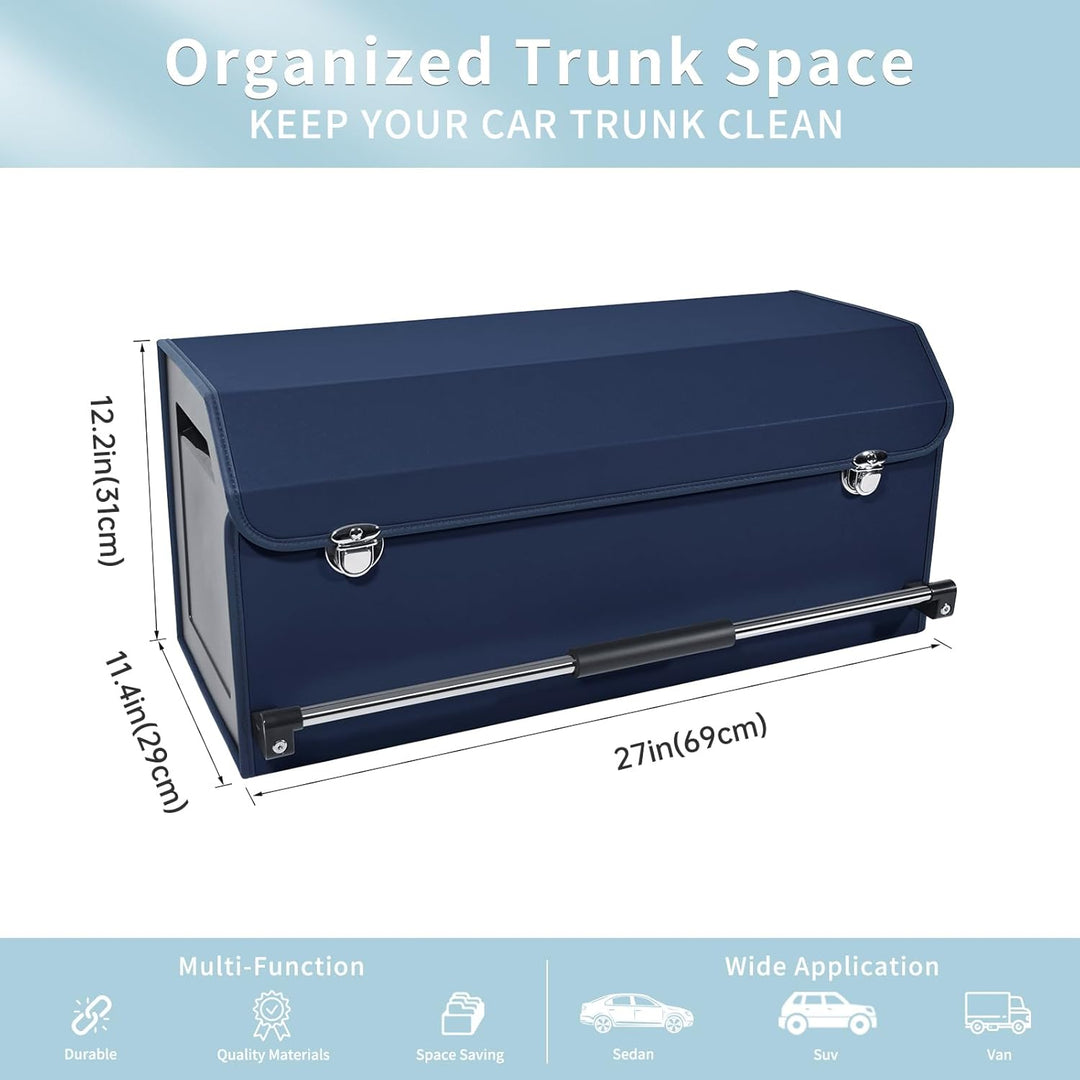 XCF 60L Premium Leder Kofferraumtasche mit Fach, Auto Kofferraum Organizer mit Deckel und Stabiler P