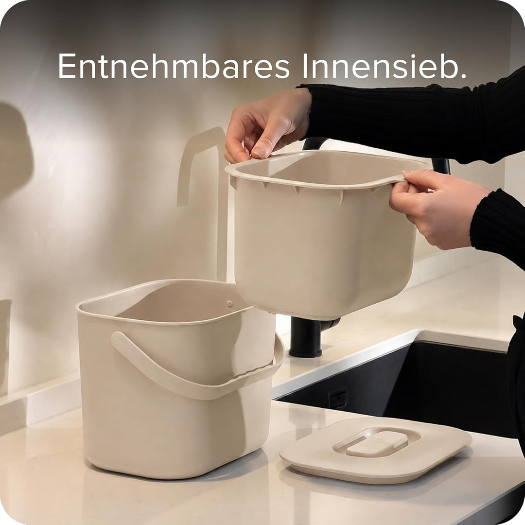 blackswedenhome. Biomülleimer Küche - 7L - Design Komposteimer mit Sieb - Bio-Mülleimer Geruchsdicht