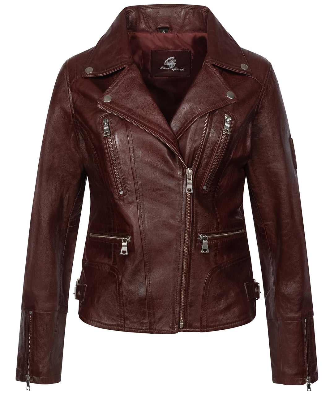 Rock Creek Damen Lederjacke echt Leder Jacke D-490 M Weinrot, M Weinrot