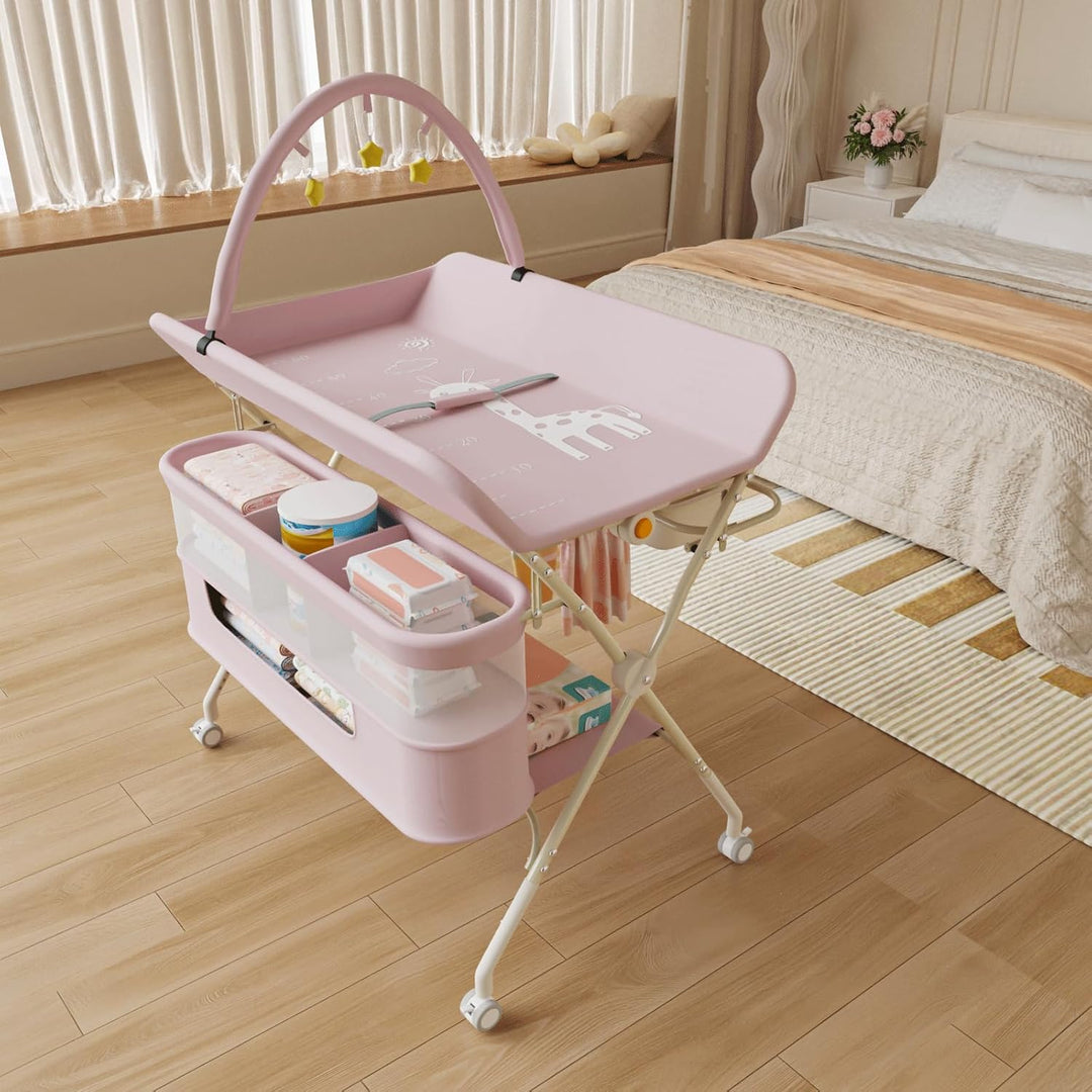 Kedia Baby Wickeltisch, Multifunktions-Wickelkommode, Babypflegetisch, Mobiler Wickeltisch mit Ablag