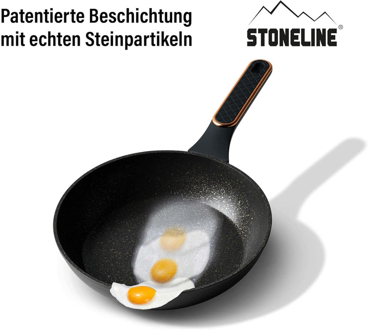 STONELINE Kochgeschirr Set 11-teilig 18/20/24 cm Set Pfannen und Töpfe mit Deckel, Topfset Pfanne In