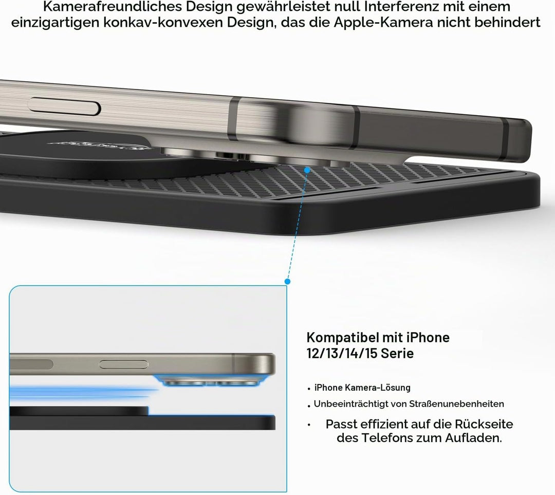 polmxs für Magsafe Autoladegerät, 15W Magnetisches Induktive Ladestation Auto rutschfest Schnell Wir