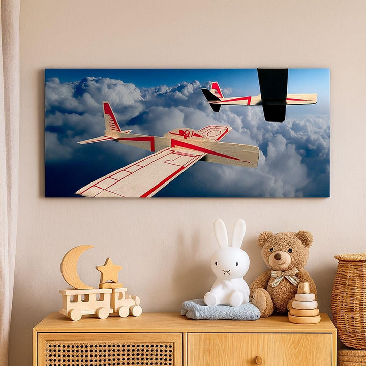 Wandbilder Dekoration Wohnzimmer Segelflugzeuge fliegen hoch Modell Bilder auf Leinwand 120x50cm Lei