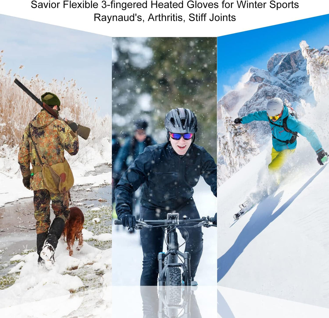 SAVIOR HEAT Beheizte Handschuhe Fäustlinge Männer Frauen, Elektrisch wiederaufladbare Batterie Ski S