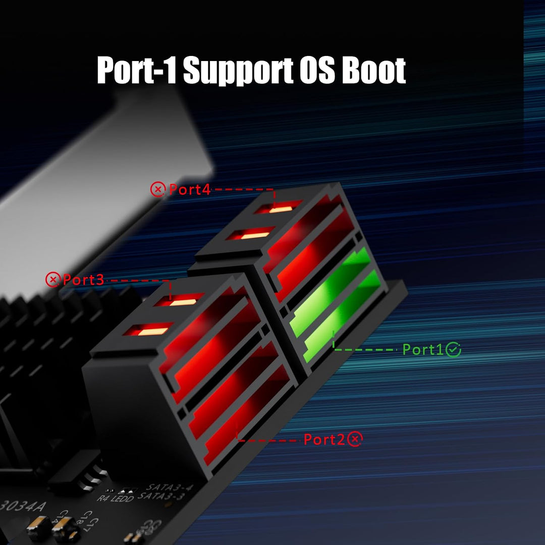 glotrends PCIe SATA Adapter Karte mit 4 Port SATA III 6Gbps (inklusive SATA Kabel und 15PIN SATA Spl