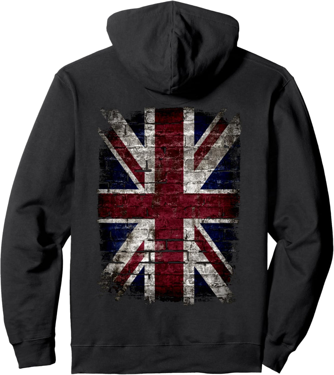 Grunge Union Jack Wand Graffiti im Punk-Stil UK Flagge Pullover Hoodie
