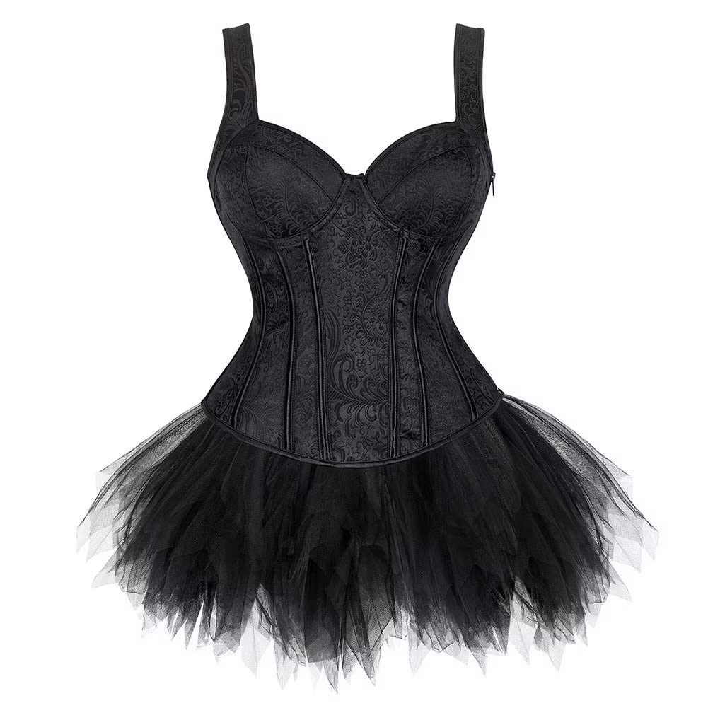 Korsett Sexy Kleider Rock Damen Dress Korsagenkleid Corsage Vollbrust Bustier Strapshalter Reissvers