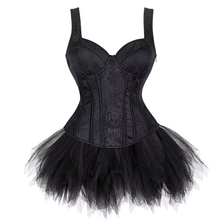 Korsett Sexy Kleider Rock Damen Dress Korsagenkleid Corsage Vollbrust Bustier Strapshalter Reissvers