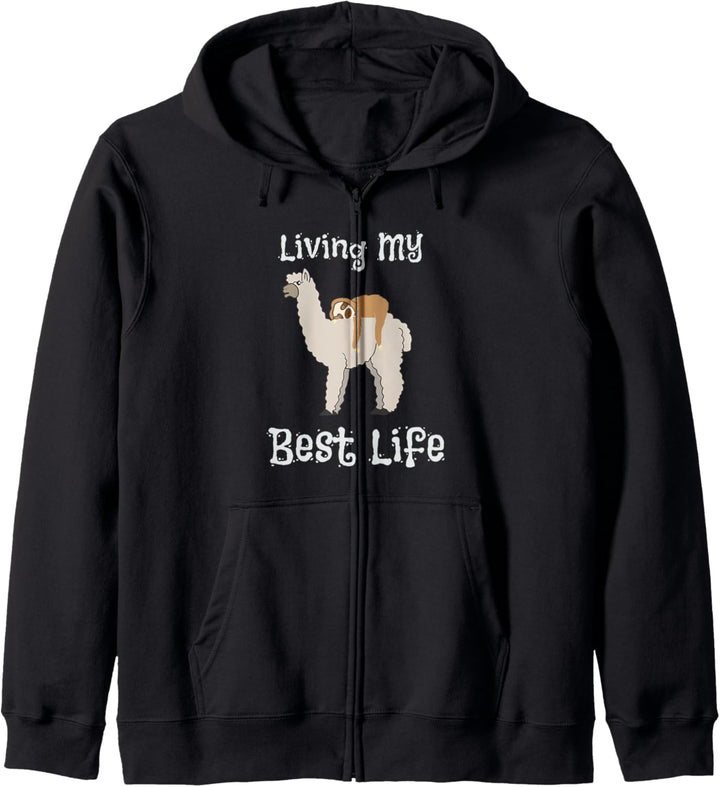 Cute Sloth & Llama Living My Best Life Animal Friends Kapuzenjacke