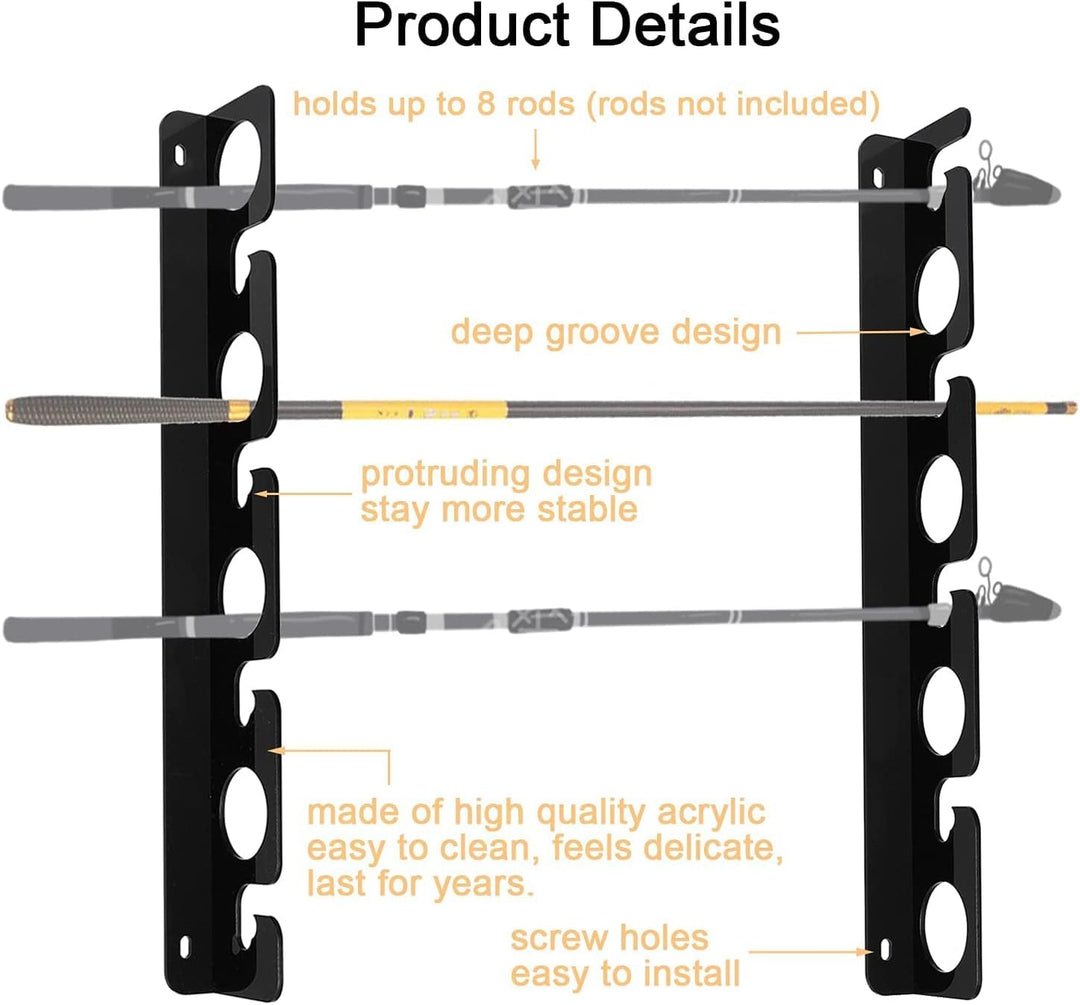 Angelrutenhalter aus Acryl, Wandhalterung, Angelrute/Rutenaufbewahrung Organizer für Garage, Boot, K