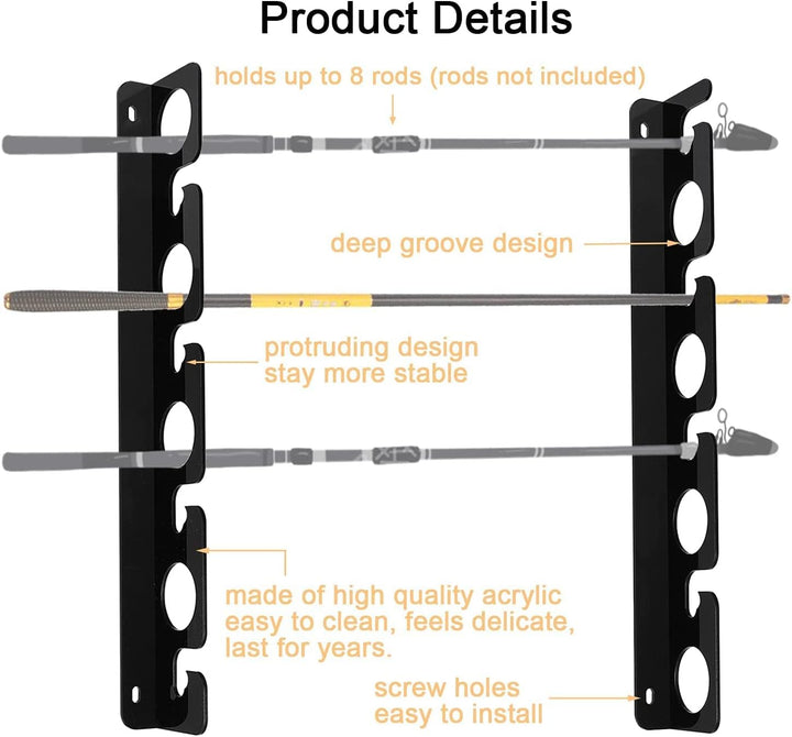 Angelrutenhalter aus Acryl, Wandhalterung, Angelrute/Rutenaufbewahrung Organizer für Garage, Boot, K