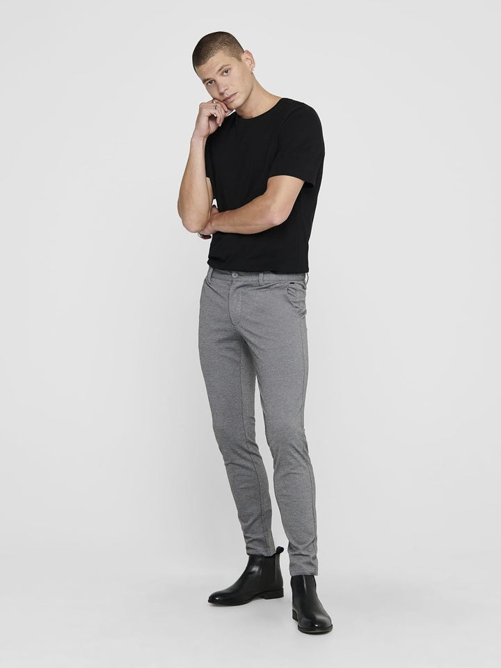 ONLY & SONS Male Chino Hose ONSMARK Slim Fit Chino Hose 28W / 30L Medium Grey Melange, 28W / 30L Med