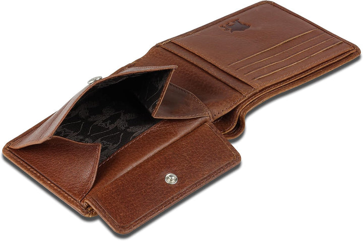 mano Don Montez Geldbörse Leder - Portemonnaie Herren Damen Querformat Cognac - Geldbeutel Portmonee
