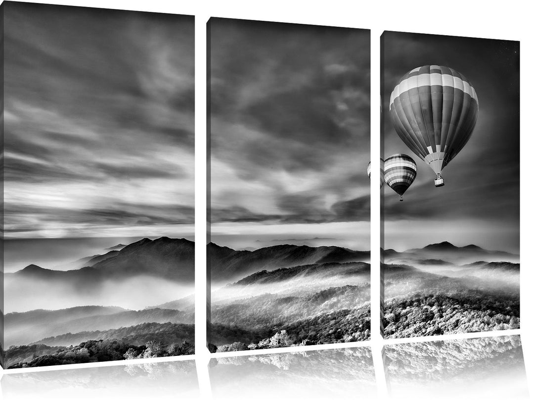 Pixxprint Heiss Luftballons Alpen als Leinwandbild/Grösse: 3 Teilig (120x80 cm) cm/Wandbild/Kunstdru