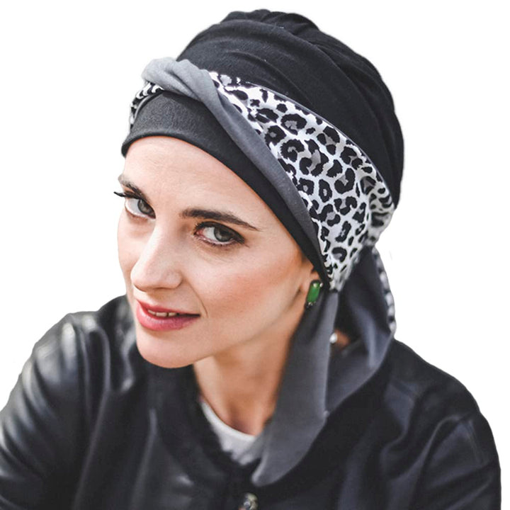 CAREBELL Smooth Paisley Black Onkologische Bambus-Mütze für Chemotherapie oder Alopezie, Schwarz , O