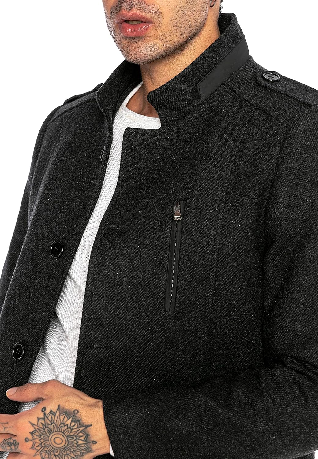 Redbridge Herren Jacke Mantel mit Stehkragen Elegant Schick Casual S Grau, S Grau
