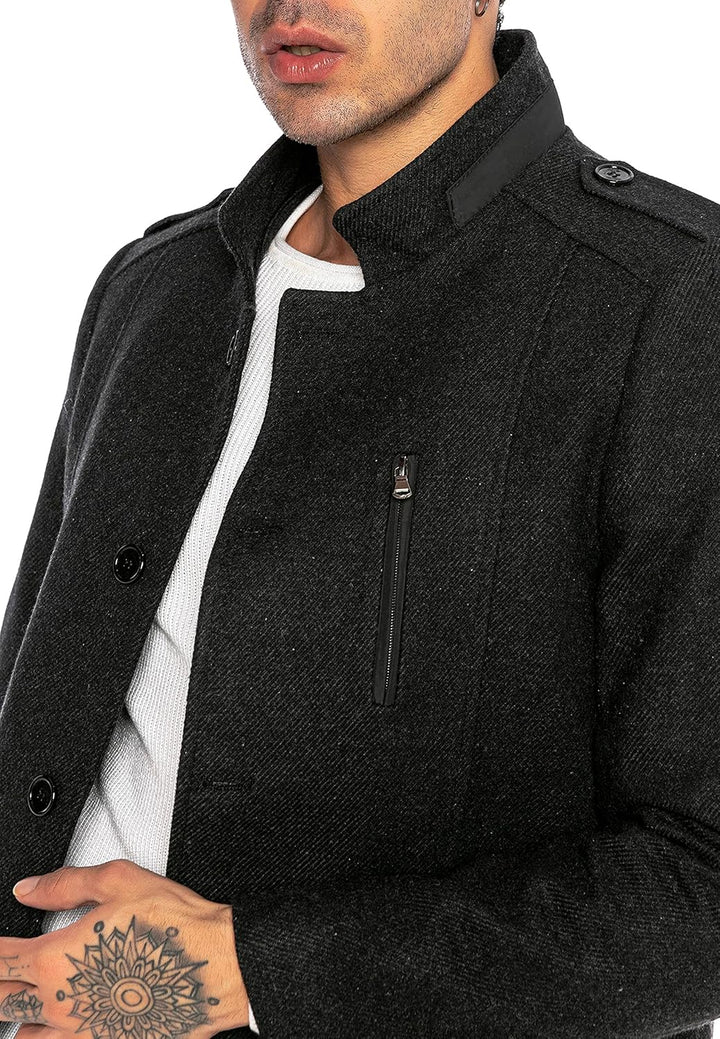 Redbridge Herren Jacke Mantel mit Stehkragen Elegant Schick Casual S Grau, S Grau